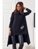 Asymmetric tunic with oversize hood, black FI589 - Online store - Boutique